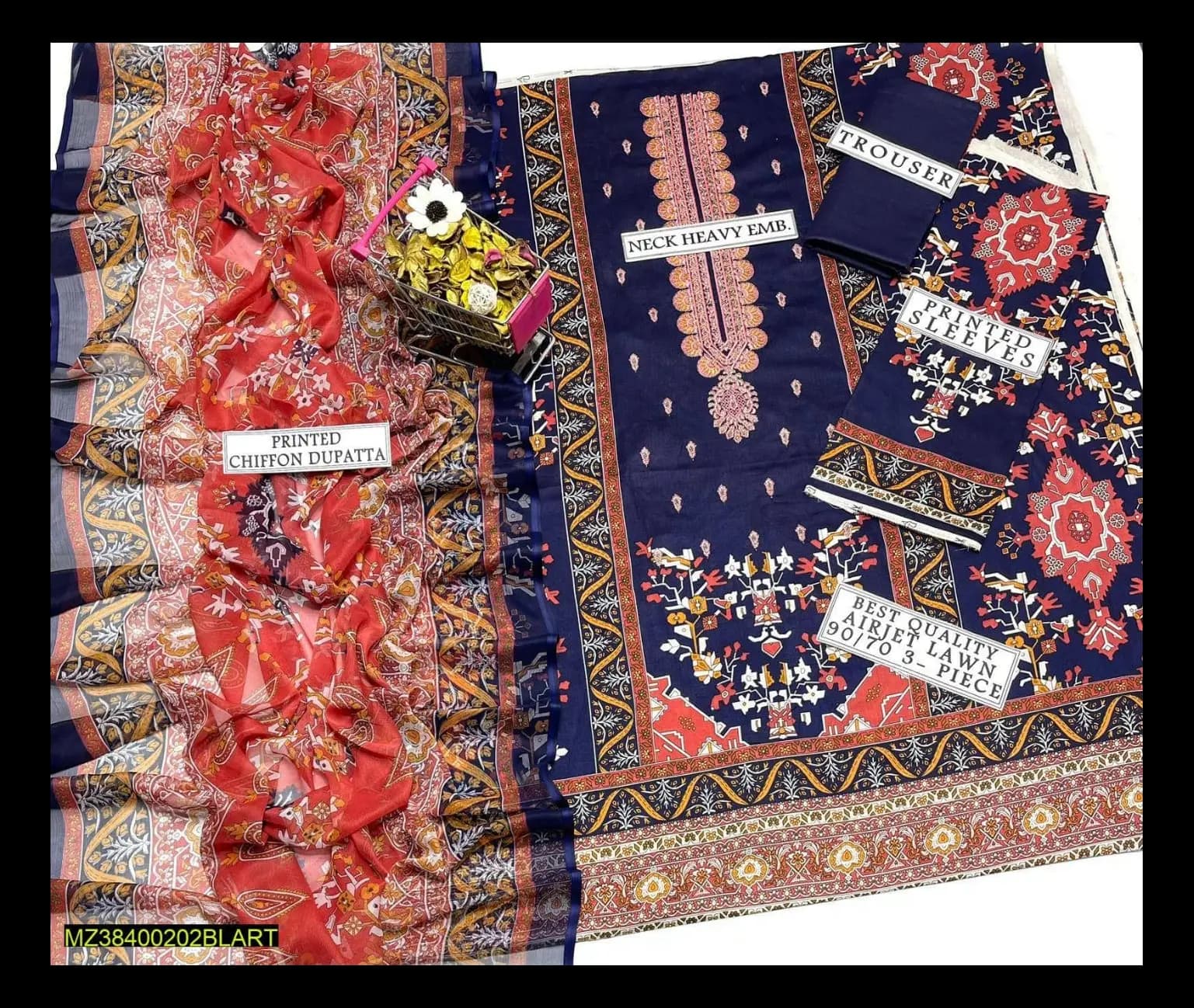 3 pc Lawn Unstiched Suit